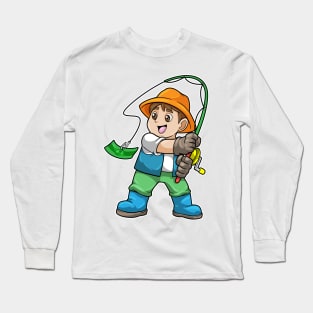 Angler with Fishing rod Long Sleeve T-Shirt